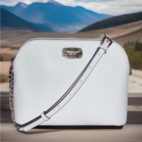 Michael Kors Handbags - Michael Kors NWOT Cindy Dome White/Gold Saffiano Leather Crossbody Bag